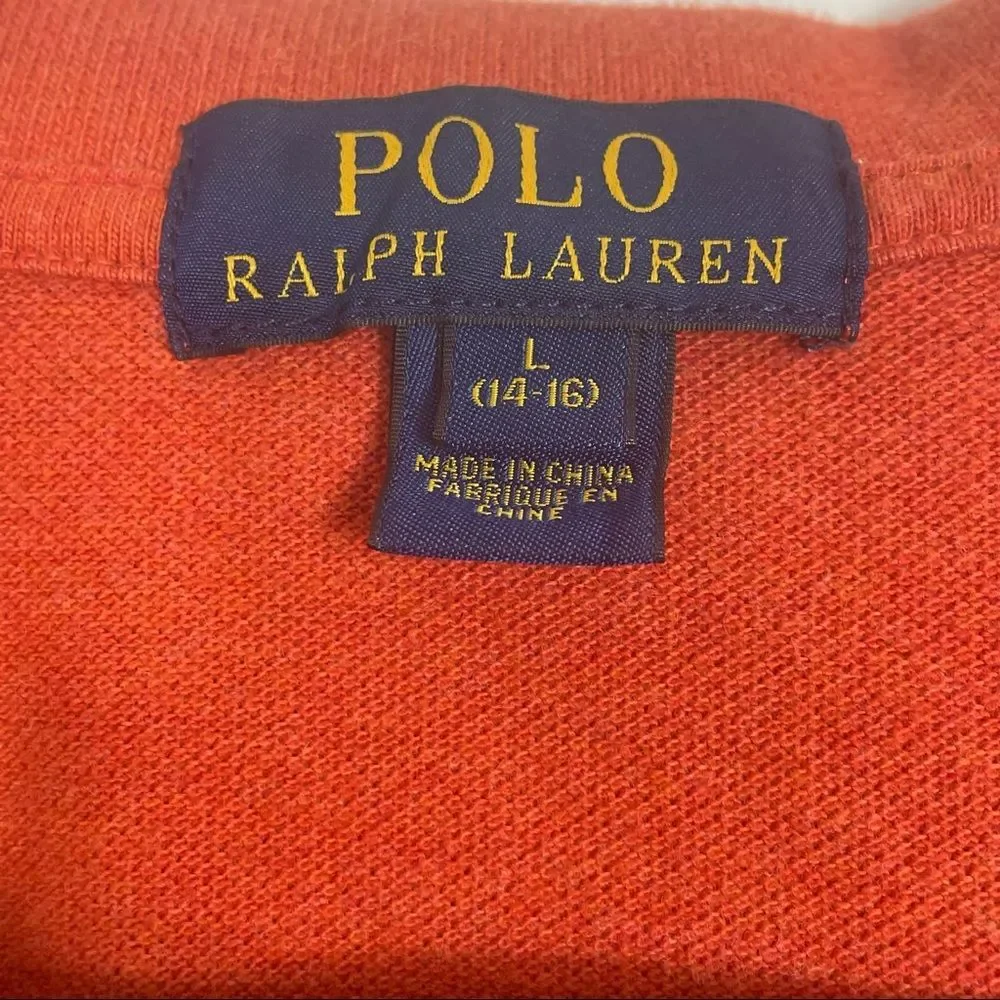 ExcCond Boys Polo Ralph Lauren Orange Cotton Polo L (14-16) 0210‎